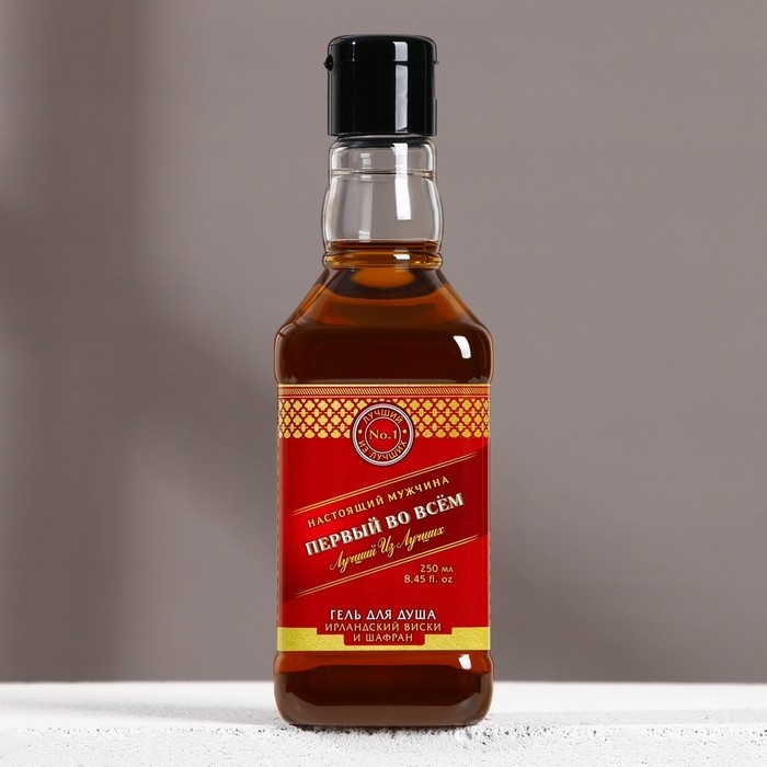 Гель для душа во флаконе виски «Первый во всем», 250 мл, аромат ирландского виски и шафрана, Новый Год Гель для душа во флаконе виски «Первый во всем», 250 мл, аромат ирландского виски и шафрана, Новый Год