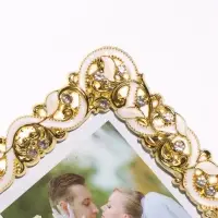 Фоторамка пластик &laquo;Союз&raquo; 10&times;15 см, со стразами, белый с золотом