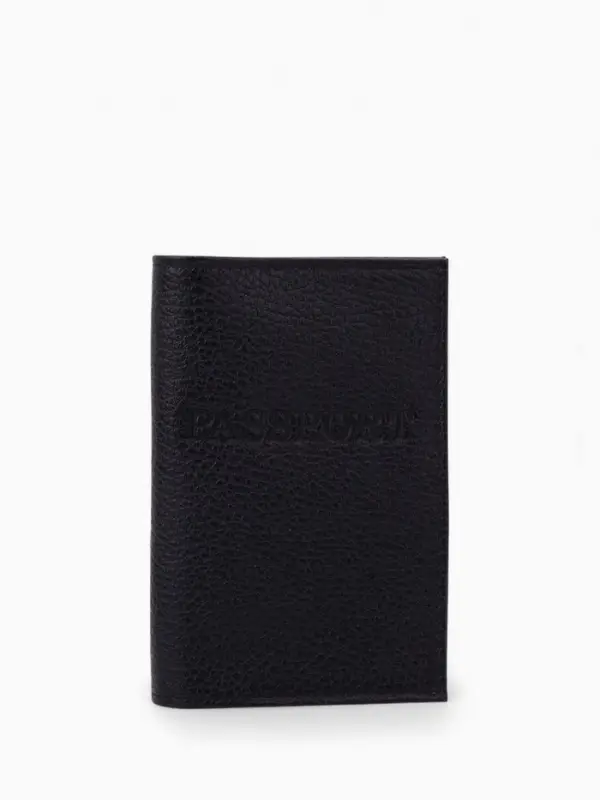 Обложка для паспорта, натуральная кожа, флотер, чёрная