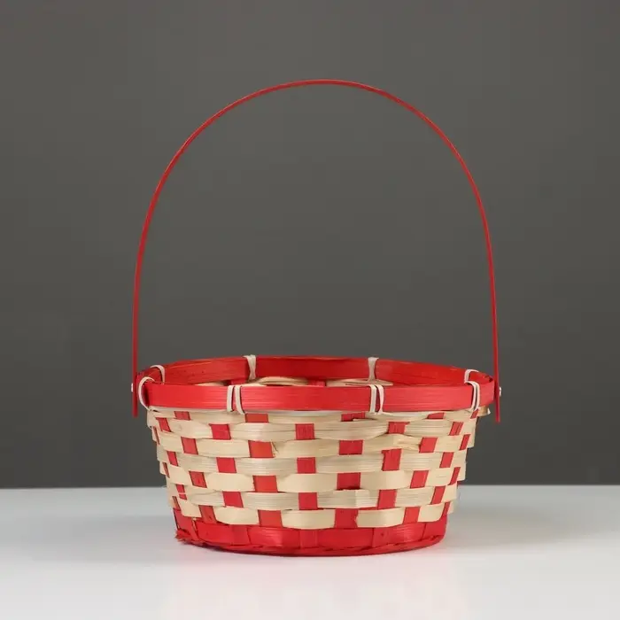 Корзина плетёная, бамбук, 21&times;21&times;10/24 см, красная