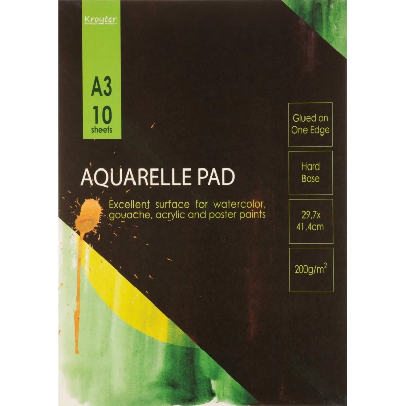 Альбом для акварели Kroyter 10л,А3,склейк,блок ГОЗНАК,200гр,тв.подлож,05671