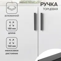 Ручка профильная мебельная торцевая CAPPIO RP101BL, м/о 160 мм, чёрная, 4 шт.
