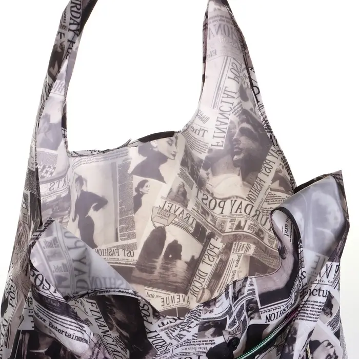 Сумка хозяйственная на кнопке, складная, 42&times;0.5&times;65, чёрная