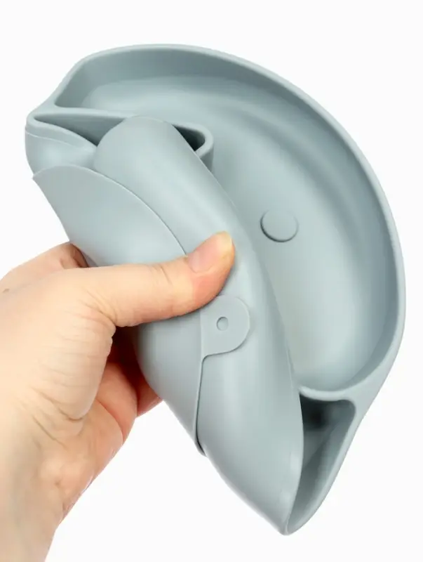 Силиконовая тарелка секционная детская, серая