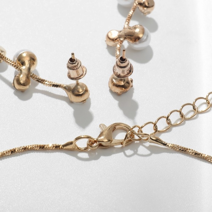 Набор 2 предмета: серьги, колье «Изумление» ветвь, цвет белый в золоте, 42 см Набор 2 предмета: серьги, колье «Изумление» ветвь, цвет белый в золоте, 42 см