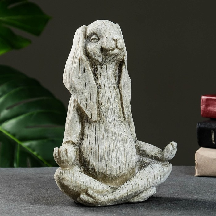 Копилка Копилка "Заяц йог" 25х19х10см, серый камень