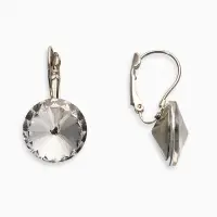 Серьги со стразами &laquo;Яркая классика&raquo;, белые в серебре, d=1.6 см