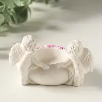 Подсвечник на 1 свечу &laquo;Ангелы с цветами&raquo; 5&times;8&times;7 см, белый с росписью