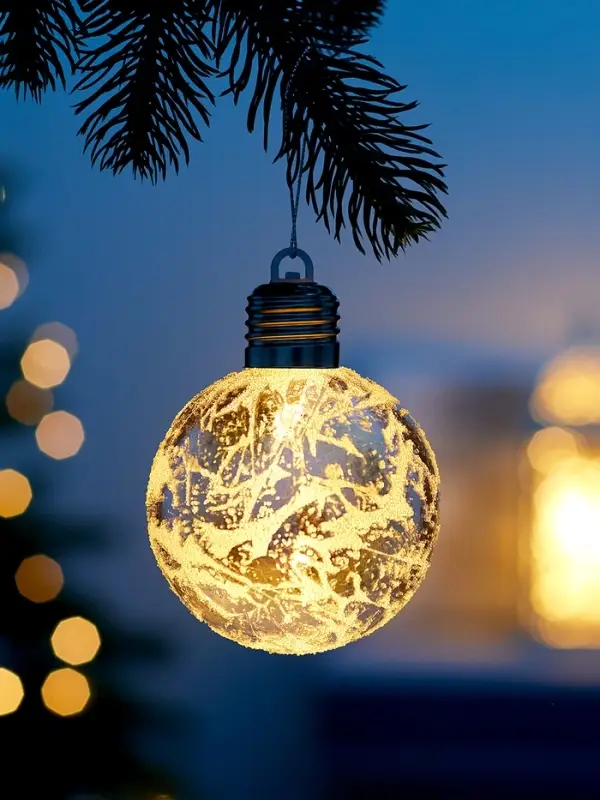 Елочный шар Елочный шар "Серебристый" 8 см, 1 LED, LR44x3 (в компл.), Т/БЕЛЫЙ