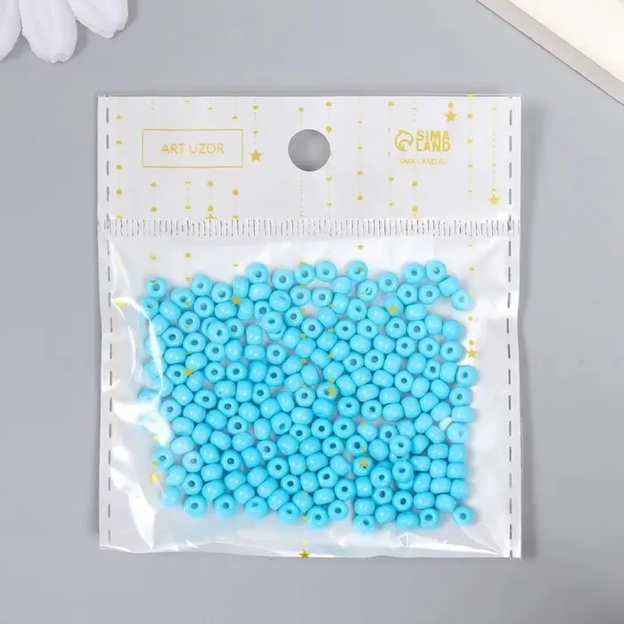 Бисер стекло 6/0  Бисер стекло 6/0 "Детский голубой" 15 гр