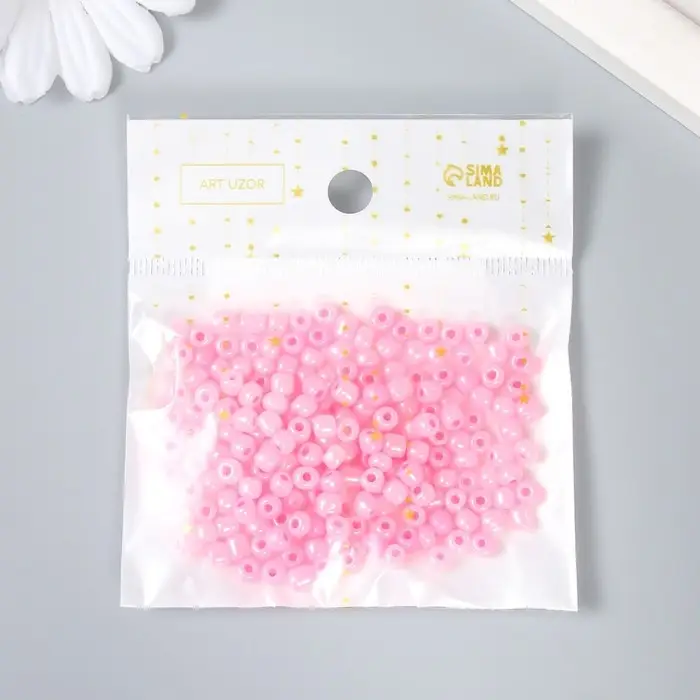 Бисер круглый размер 6/0  Бисер круглый размер 6/0 "Розовая пастила с перламутром" 20 гр