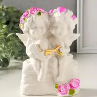 Фигурка гипс &laquo;Ангелочки с замком и ключиком&raquo;, 16&times;11 см, белый с росписью