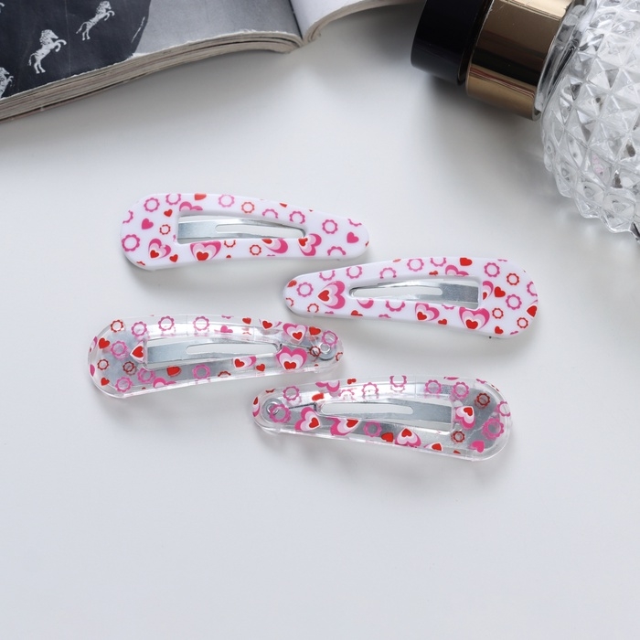 Невидимка для волос  Невидимка для волос "Глория" (набор 4 шт) любовь, 5 см