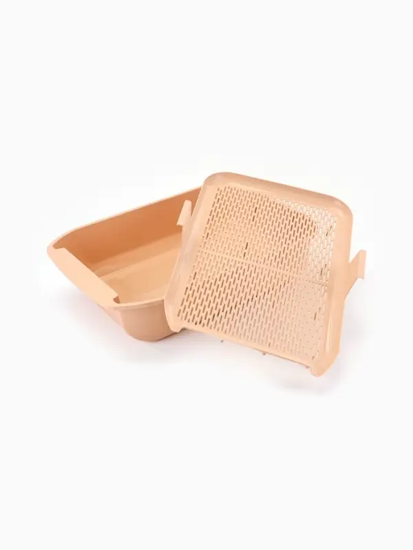 Туалет для кошек &laquo;Марсель&raquo;, 50&times;34.5&times;12 с, глубокий, с сеткой, полипропилен, бежевый