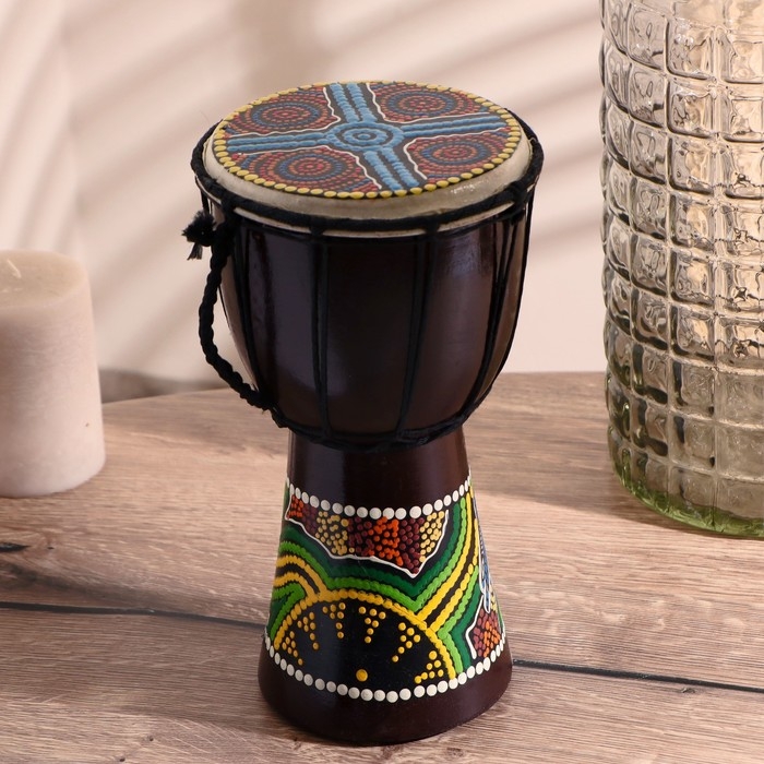 Сувенирный музыкальный инструмент Сувенирный музыкальный инструмент "Барабан Джембе Разноцветный" 13x13x24 см, МИКС