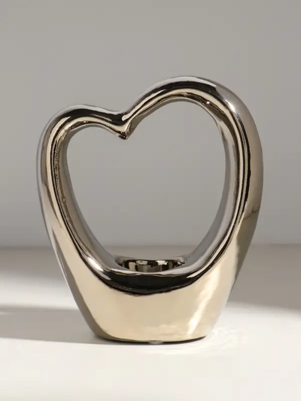Подсвечник на 1 свечу &laquo;Сердце&raquo;, d=4 см, серебро, 14.5&times;6&times;17 см
