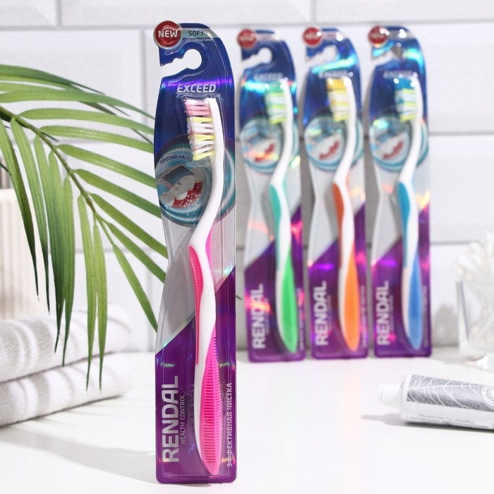 Зубная щётка Rendall Exceed, мягкая, микс, 1 шт. Зубная щётка Rendall Exceed, мягкая, микс, 1 шт.