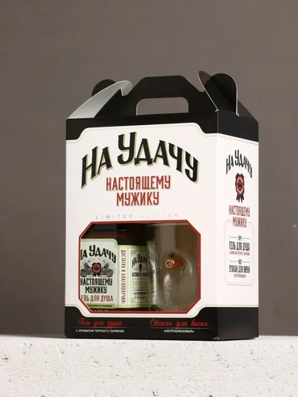 Набор Набор "На удачу", гель для душа виски и стакан с пулей