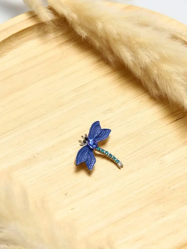 Брошь &laquo;Стрекоза - от сглаза&raquo;, маленькая, синяя в серебре