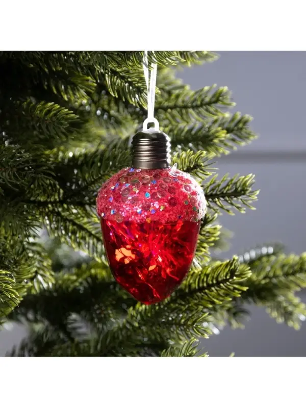 Ёлочный шар &laquo;Жёлудь красный&raquo;, 12&times;7 см, 4 LED, от батареек, свечение тёплое белое