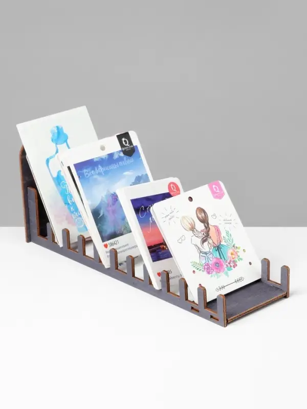 Подставка под открытки, 11 ячеек, 270&times;110&times;84, толщина 3 мм, тёмная