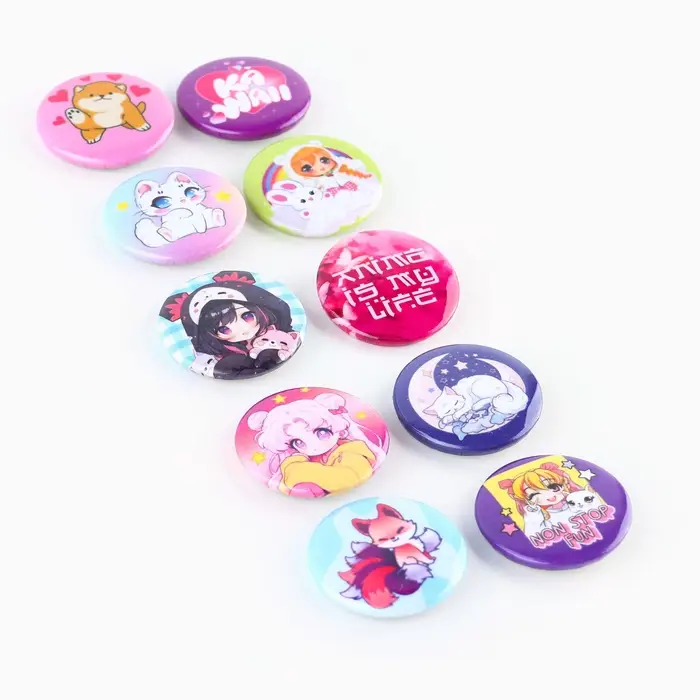 Значок металлический закатной «Милые анимешки», d=2.5 cм, МИКС