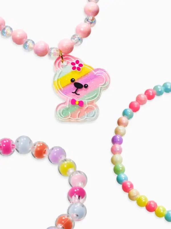 Браслет детский «Выбражулька», 3 шт. набор, мишка, бусины, цветной Браслет детский «Выбражулька», 3 шт. набор, мишка, бусины, цветной