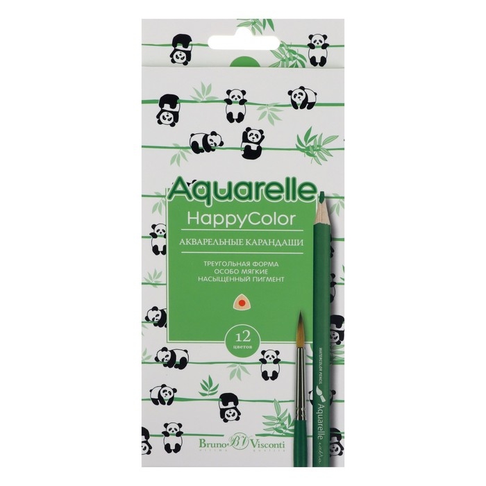 Карандаши акварельные 12 цветов HappyColor, МИКС Карандаши акварельные 12 цветов HappyColor, МИКС