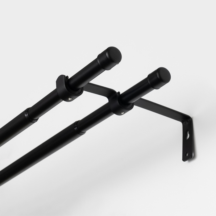 Карниз двухрядный кованый, 160-300 см, телескопический, металл, черный Карниз двухрядный кованый, 160-300 см, телескопический, металл, черный