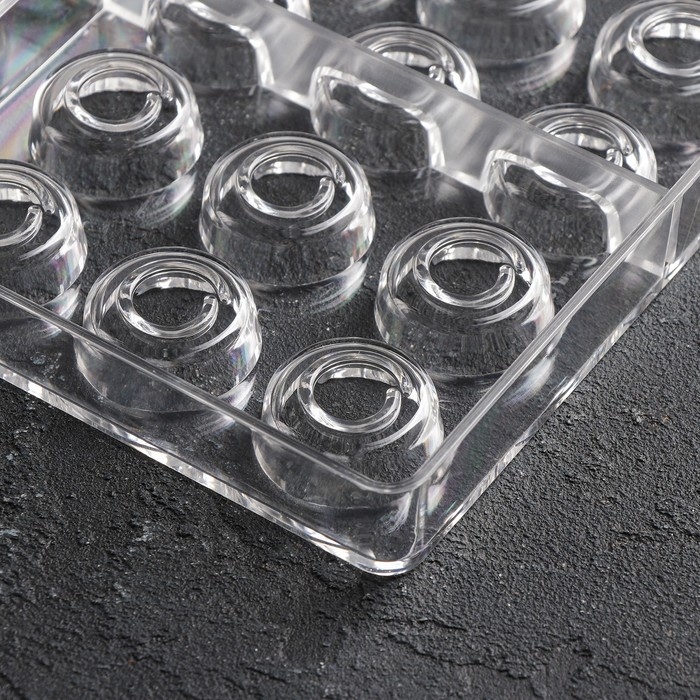 Форма для конфет и шоколада KONFINETTA «Тоффи. Круг», 27,5×17,5×2,5 см, 21 ячейка 2,5×1,5 см, цвет прозрачный Форма для конфет и шоколада KONFINETTA «Тоффи. Круг», 27,5×17,5×2,5 см, 21 ячейка 2,5×1,5 см, цвет прозрачный