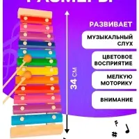 Металлофон музыкальная игрушка &laquo;Весёлые песни&raquo;, 12 тонов, карточки с песнями