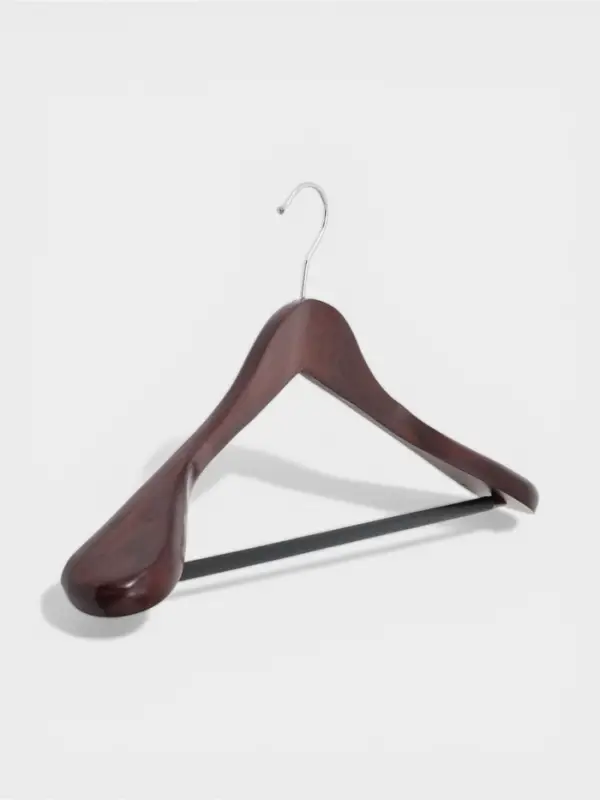 Плечики - вешалка для одежды Доляна, деревянная, с перекладиной, широкие плечики, 44.5&times;22.5 см, коричневые