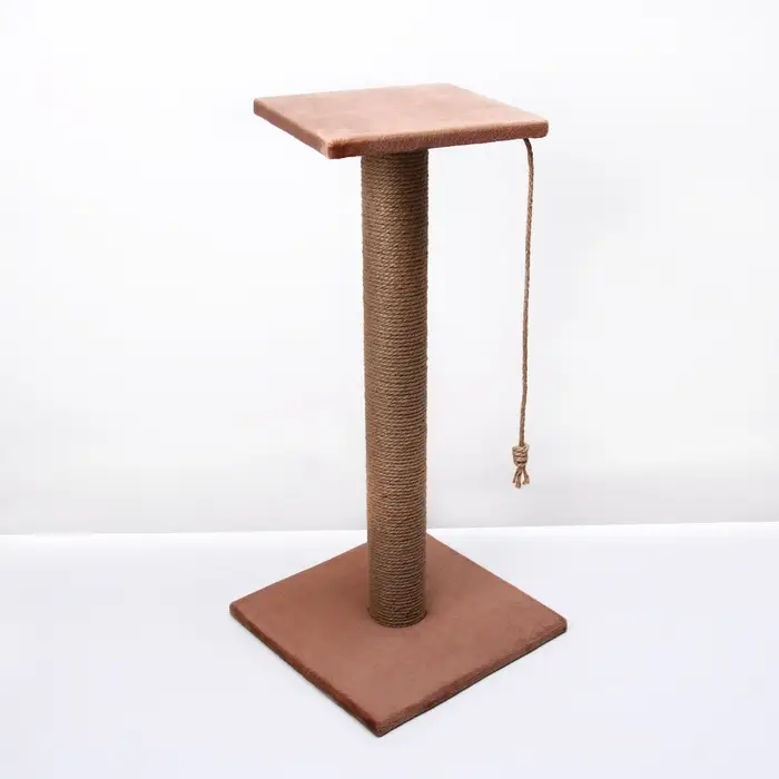 Когтеточка, 40&times;40&times;84 см, с высоким и толстым столбиком и площадкой, джут, МИКС