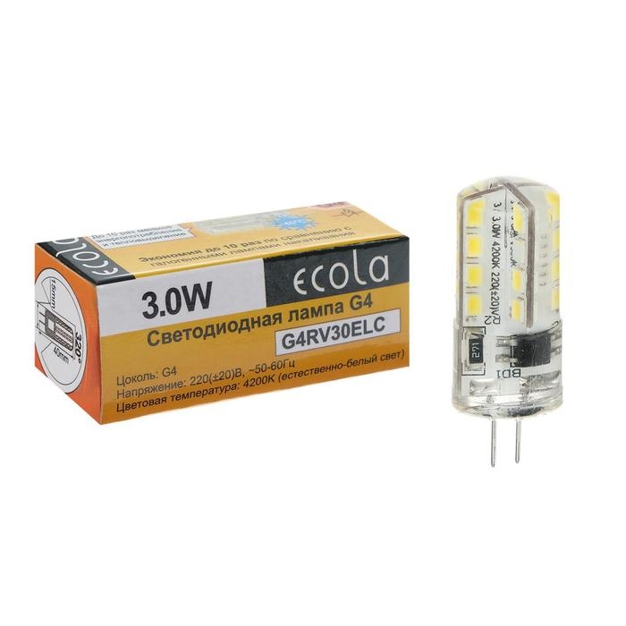 Лампа светодиодная Ecola, G4, 3 Вт, 4200 K, 320°, дневной белый Лампа светодиодная Ecola, G4, 3 Вт, 4200 K, 320°, дневной белый