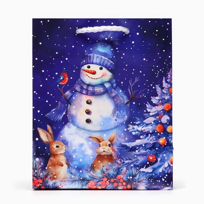 Пакет подарочный "Дивный снеговик", 11,5 х 14,5 х 6,5 см.