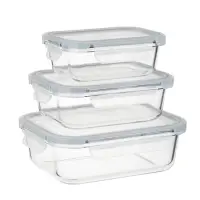 VETTA Набор контейнеров для продуктов на защелках 3пр, 370мл, 600мл, 1000мл, жаропрочное стекло