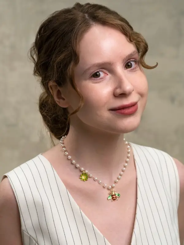 Колье на жемчужной дорожке &laquo;Пчёлка&raquo;, цветная в золоте, 40 см