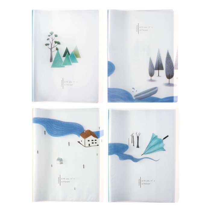 Папка формат А4, с 40 прозрачными файлами Папка формат А4, с 40 прозрачными файлами "Река", МИКС