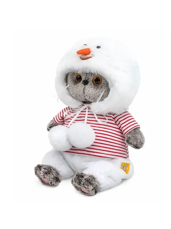 Мягкая игрушка "Кот Басик baby в костюмчике "Снеговик", 20 см BB-162