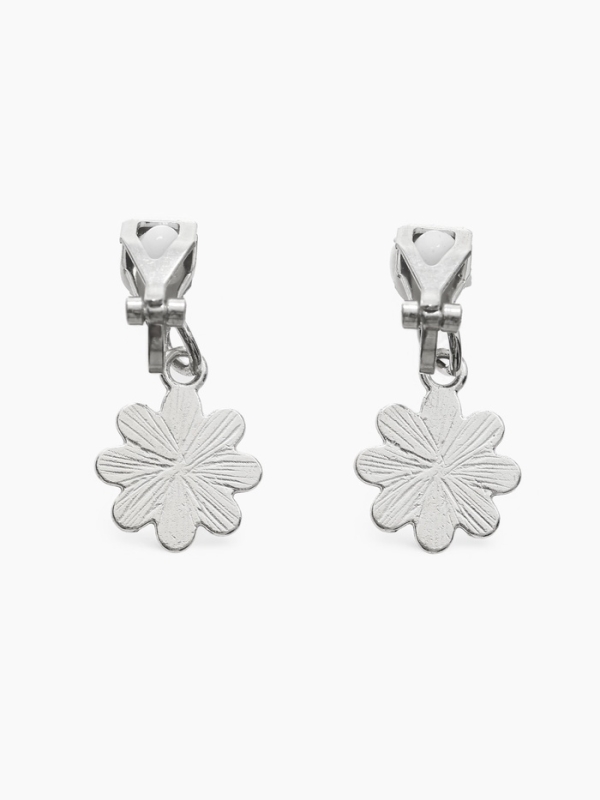 Серьги-клипсы детские  Серьги-клипсы детские "Выбражулька" ромашки с кругом кристалл, цвет жёлто-белый