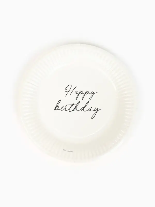 Тарелка одноразовая бумажная «Happy Birthday», белая, 18 см