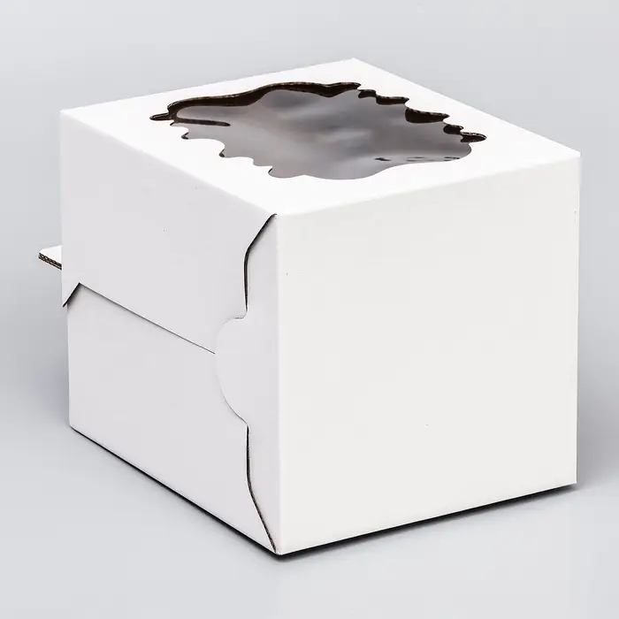 Коробка под торт, белая, с окном, 18&times;18&times;22 см