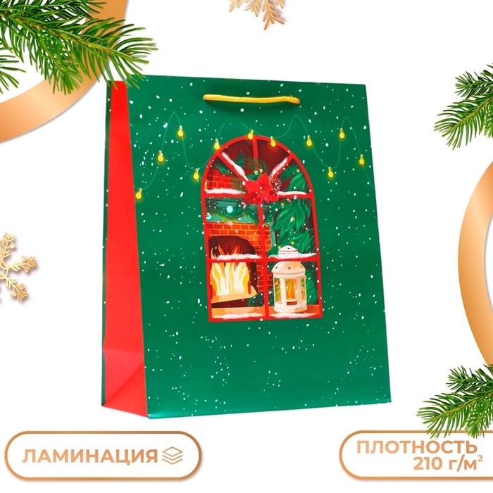 Новый год. Пакет подарочный Новый год. Пакет подарочный "Новый год в окошке", 26 х 32 х 12 см.