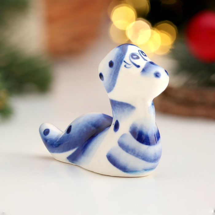 Новый год. Сувенир символ года Новый год. Сувенир символ года "Змея Мотя", гжель, 5 см