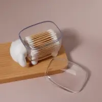 Органайзер для ватных палочек и дисков &laquo;Барашек&raquo;, с крышкой, 12&times;7.5&times;8.5 см, прозрачный, белый