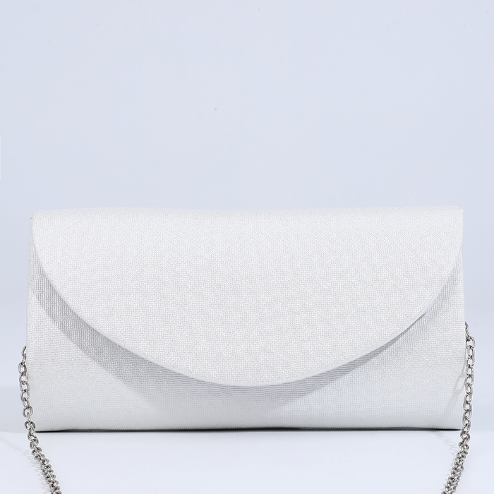 Сумка-клатч на магните, длинная цепь, цвет белый