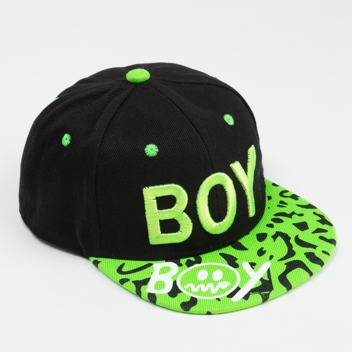 Кепка детская MINAKU BOY, чёрный/зелёный, размер 52-54 Кепка детская MINAKU BOY, чёрный/зелёный, размер 52-54