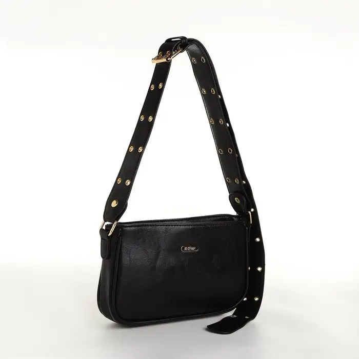 Сумка женская багет на молнии, 25&times;5&times;15 см, чёрная