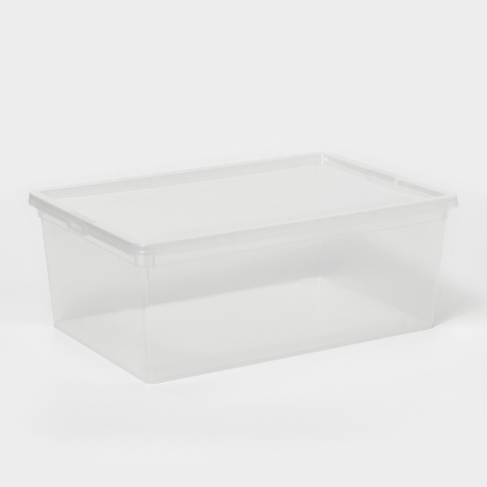 Ящик для хранения с крышкой, 10 л, 37×24×14 см, цвет прозрачный Ящик для хранения с крышкой, 10 л, 37×24×14 см, цвет прозрачный