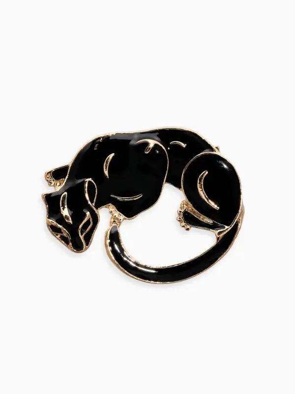 Брошь &laquo;Пантера&raquo;, чёрная в золоте